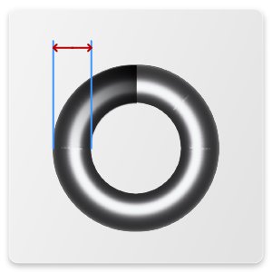 a coil with lines and arrows signaling where the wire diameter is